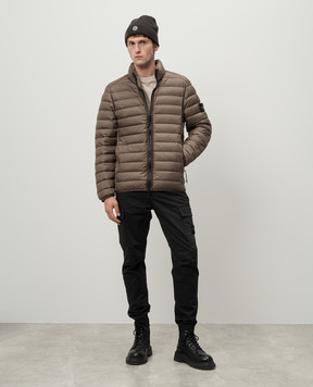 Stone Island Коричнева пухова куртка зі знімним патчем логотипа 811542924