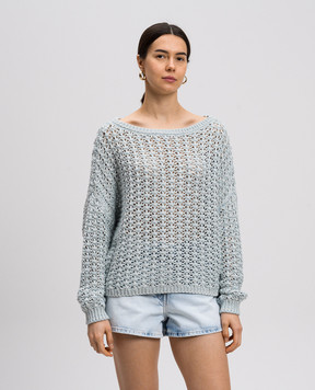 Twin Set Actitude Блакитний светр в ажурний візерунок з люрексом 251AP3163