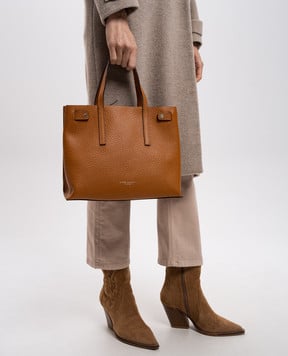Gianni Chiarini Коричнева шкіряна сумка-тоут Atlea BS11646RNGDBL