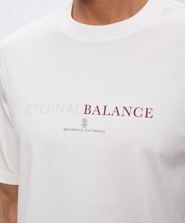 Brunello Cucinelli Біла футболка з принтом логотипа M0B138433 зображення 5