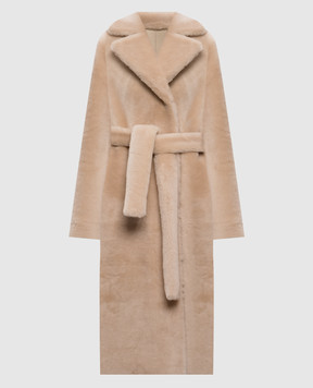 Babe Pay Pls Бежевая двусторонняя дубленка 2231ELONGMERINO