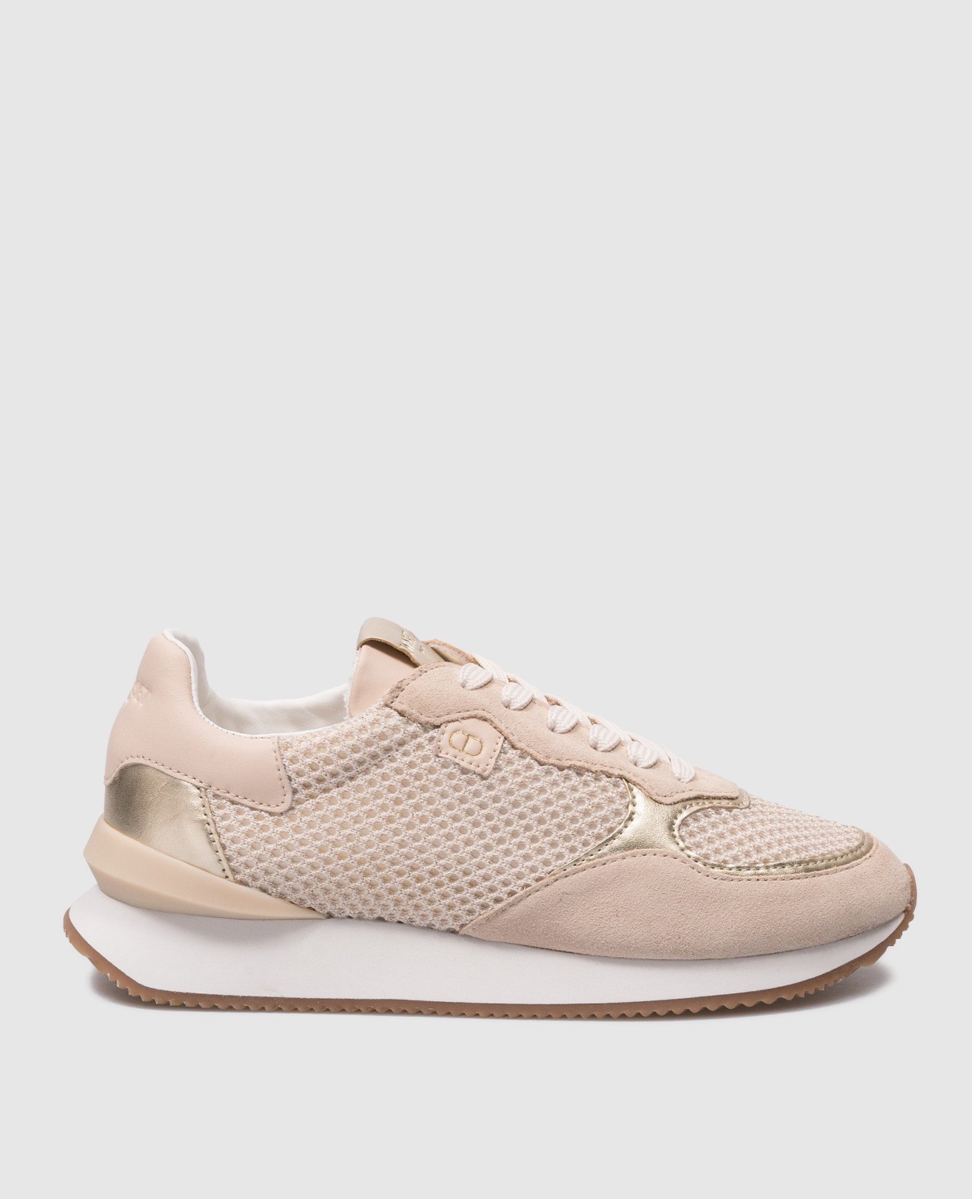 Beige combination sneakers with logo