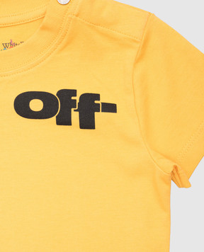 Off-White Детская желтая футболка с принтом логотипа OBXB001S25JER003