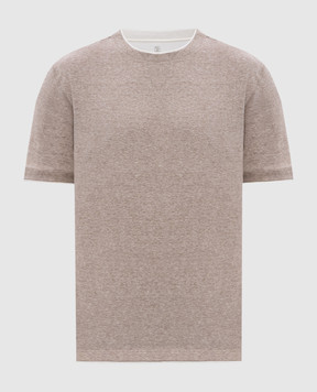 Brunello Cucinelli Бежевая футболка с леном MW8357427