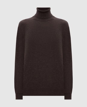 Brunello Cucinelli Коричневий гольф з кашеміру з ланцюжком моніль M12150103P