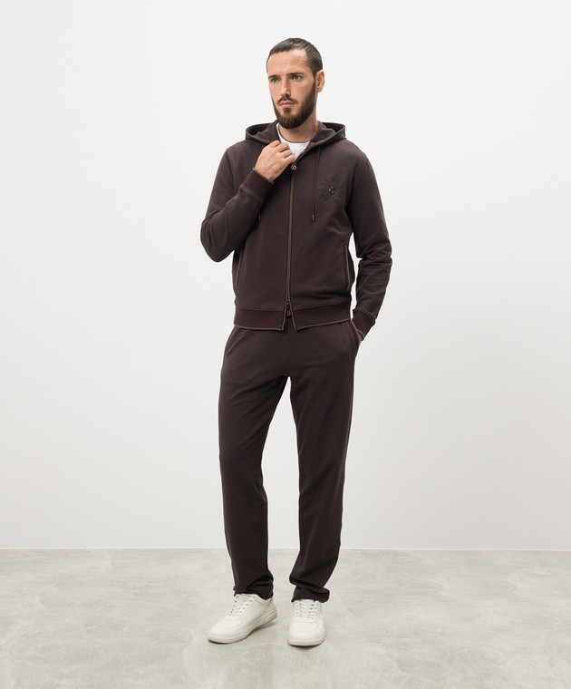 Stefano Ricci Коричневый спортивный костюм с вышивкой логотипа с металлической монограммой K101044P3DK101044FCR изображение 2