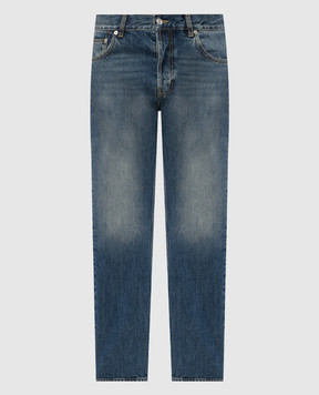 Alexander McQueen Сині джинси з ефектом потертості з логотипом 794082QYAA5