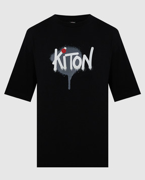 Kiton Чорна футболка з принтом логотипа UMK0365