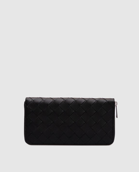 Bottega Veneta Черный кожаный кошелек с плетением 814838VCPQ4