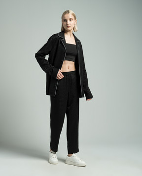 Balmain Чорна блуза у візерунок монограми CH0HU270VE82