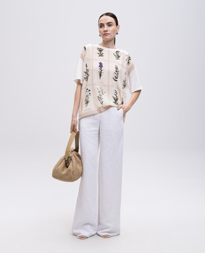 Max Mara Weekend Бежевая футболка PAMPAS с шелком с принтом PAMPAS