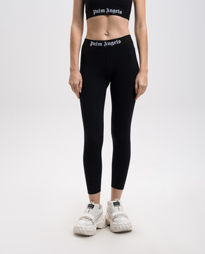 Palm Angels Чорні легінси з візерунком логотипа PWVG016C99FAB001