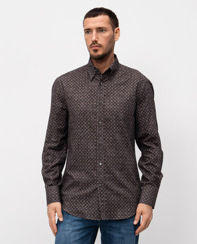 Brunello Cucinelli Коричневая рубашка в принт MM6931716