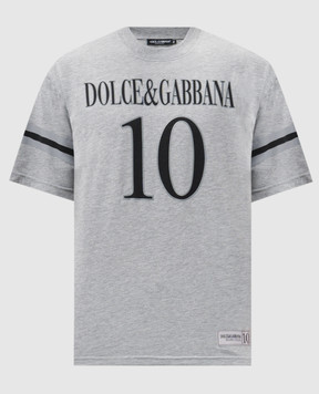Dolce&Gabbana Сіра меланжева футболка з принтом логотипа G8SH7TG7O2O