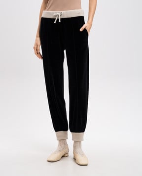 Valentino Черные бархатные спортивные брюки с логотипом 6B3MD06S96C