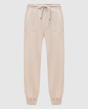Brunello Cucinelli Бежевые спортивные штаны в рубчик M29201019G