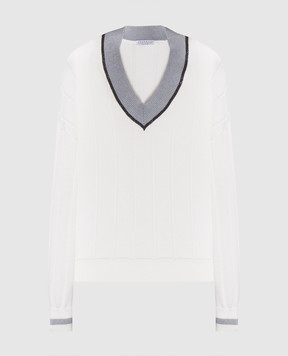 Brunello Cucinelli Белый пуловер с цепочкой мониль M19755402