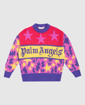 Palm Angels Дитячий рожевий светр з візерунком PGHE002F24KNI003412