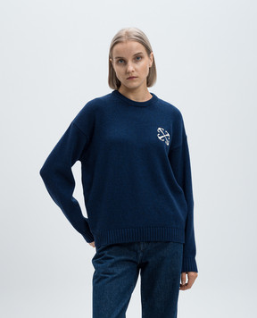 Off-White Синий свитер Wo Ws из шерсти и кашемира OWHE104F24KNI001