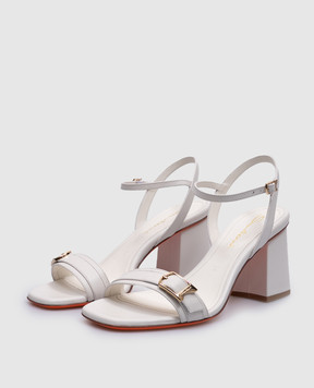 Santoni Белые кожаные босоножки WHVT70836HA2TYLC