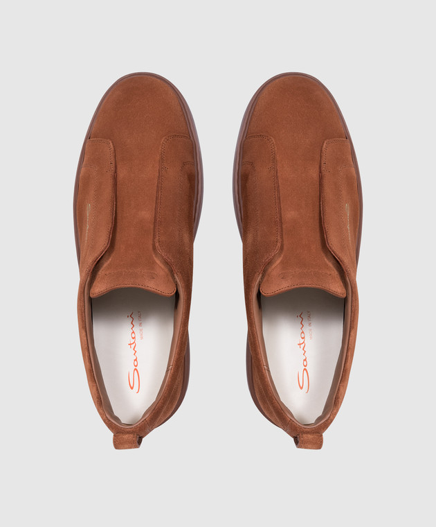 Santoni Коричневі замшеві сліпони MBCD21995CINTSEY зображення 4