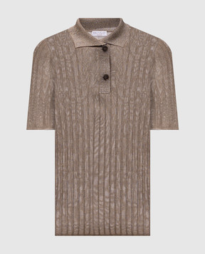 Brunello Cucinelli Коричневе поло з люрексом MMF849905