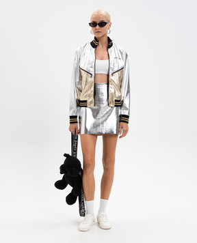 Palm Angels Срібляста куртка з ефектом металік з логотипом PMJA046F25FAB001