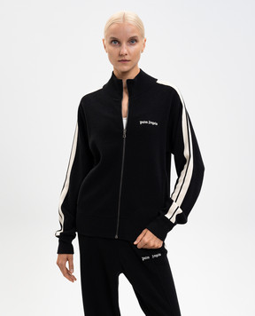 Palm Angels Черная спортивная куртка с шерстью и кашемиром PWHA062F25KNI001