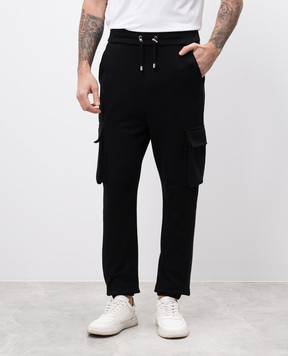 Balmain Чорні джогери-карго з принтом логотипом DH1OB295BC64