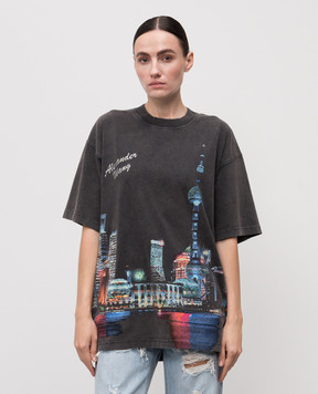 Alexander Wang Сіра футболка з кристалами UCC3251844