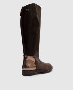 Brunello Cucinelli Коричневые кожаные сапоги MZDCAC762