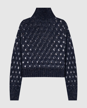 Brunello Cucinelli Синій ажурний светр з вовною MNA326504