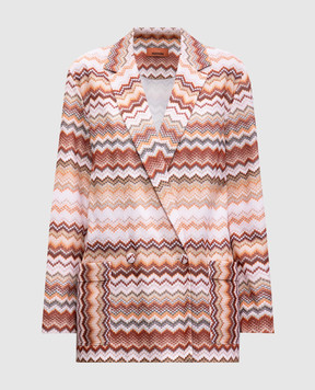 Missoni Коричневый двубортный жакет в узор с люрексом. DS25SF04BR00ZV