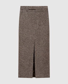 Brunello Cucinelli Коричнева спідниця Storial з вовни і шовку MG531G3918