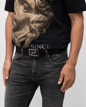 Versace Чорний шкіряний ремінь Greca 1013861DVTP1