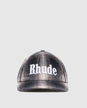 Rhude Серая кепка с вышивкой логотипа в клеточку RHPF24HA06320