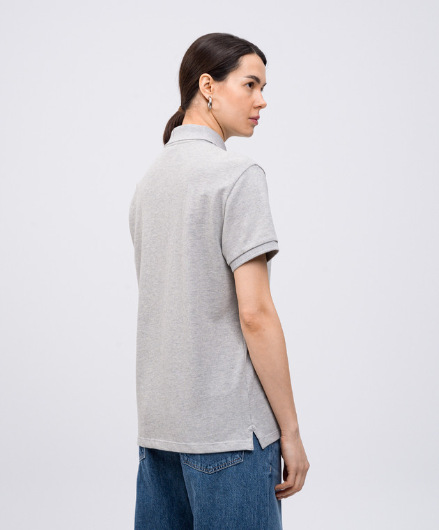 Ami Paris Сіре поло з вишивкою емблеми Ami de Coeur BFUPL001760w зображення 4