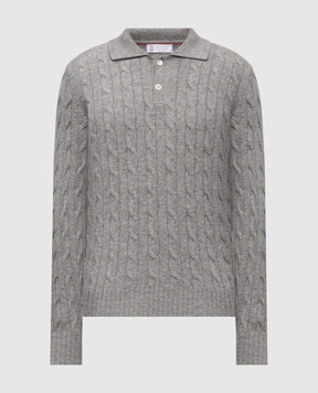 Brunello Cucinelli Серое поло из кашемира M22707205