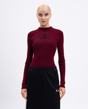 Balenciaga Бордовый лонгслив с логотипом 835494T5231