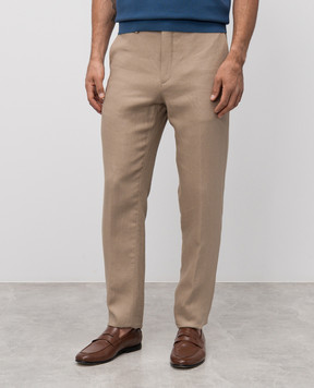 Loro Piana Бежевые брюки Carlo из льна FAO7210