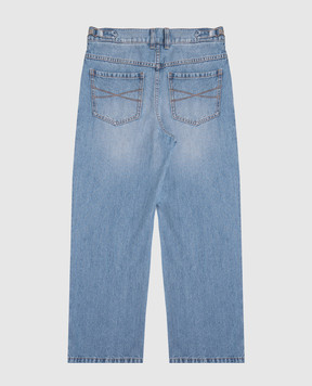 Brunello Cucinelli Дитячі блакитні джинси з ланцюжком моніль BH188P606C