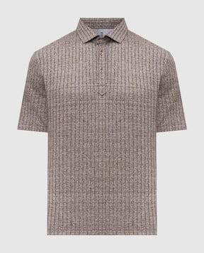 Brunello Cucinelli Коричневое поло с леном в рубчик MW8653936