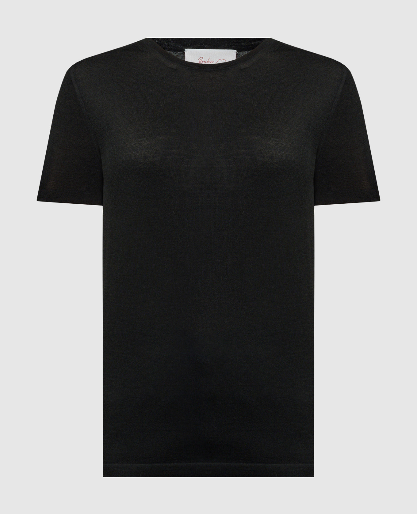 Черная футболка с шерсти, шелка и кашемира