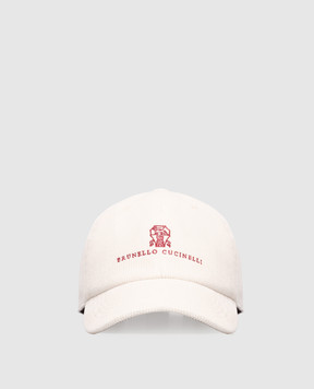 Brunello Cucinelli Бежевая вельветовая кепка с логотипом MY4999850