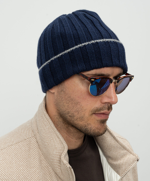 Brunello Cucinelli Синяя шапка из кашемира M2240900 изображение 2