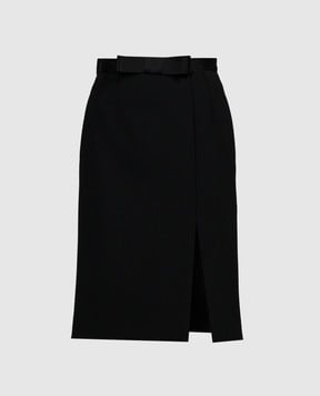 Dolce&Gabbana Черная юбка с разрезом с шерстью F4CVBTFUBF1