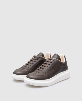 Alexander McQueen Коричневі шкіряні кросівки з логотипом 807882WHABB