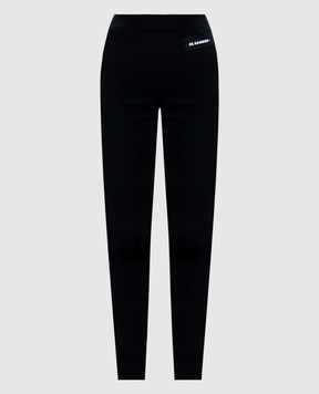 Jil Sander Чорні легінси в рубчик з вовною з нашивкою логотипа J40KA0161J14639