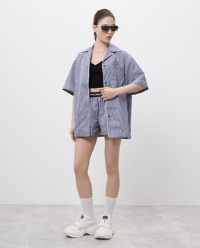 Palm Angels Синя сорочка в смужку з логотипом PWGG005S25FAB001