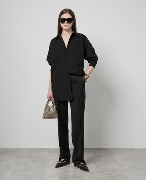 Helmut Lang Чорні штани з вовни з лампасами O01HW224